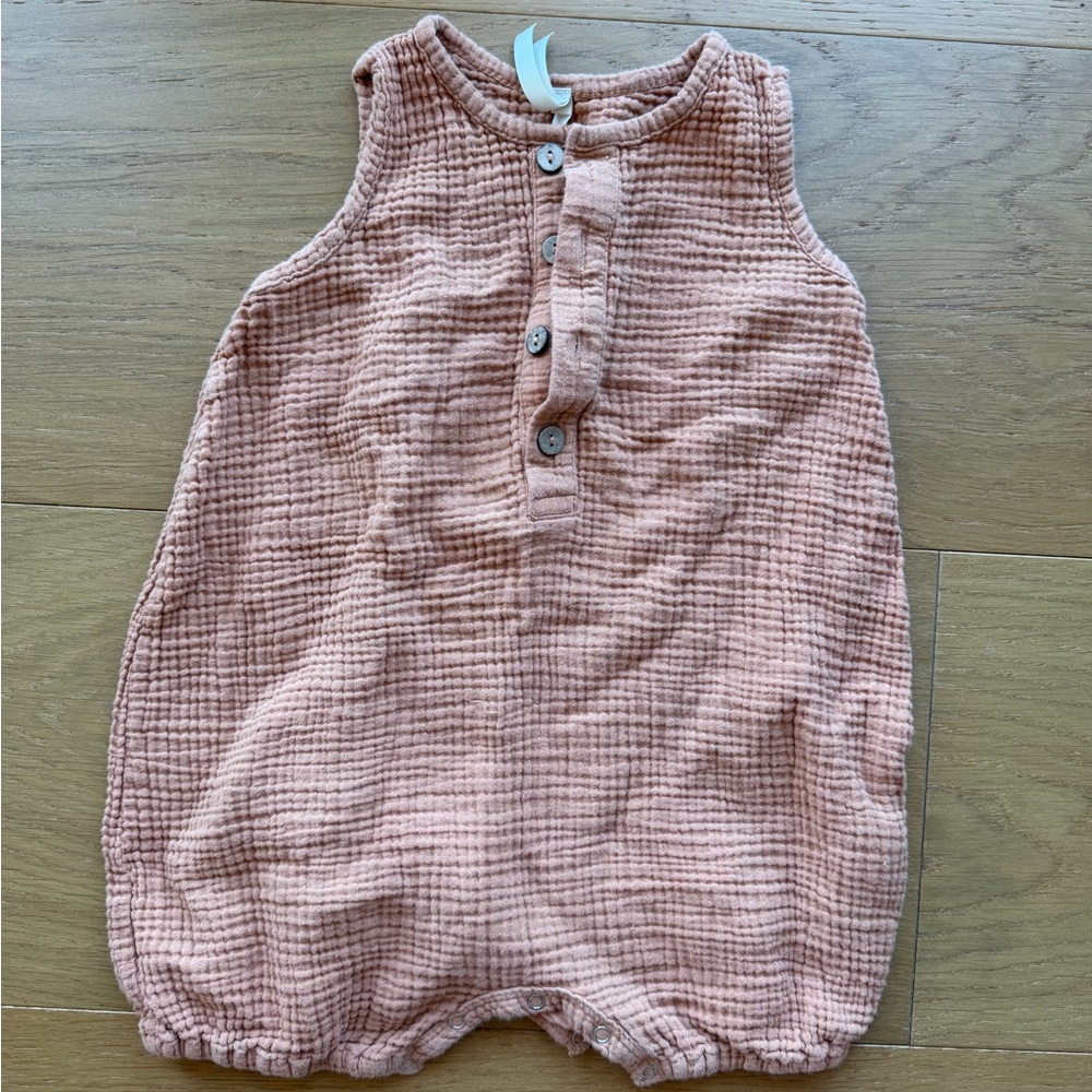 Wild Wawa tan Textured Sleeveless Baby Romper